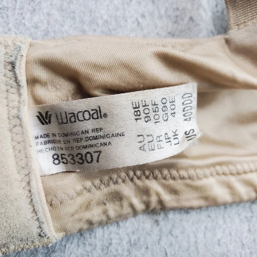 Wacoal Women Bra 40DDD Beige Floral T Shirt Underwired Strap Adjustable